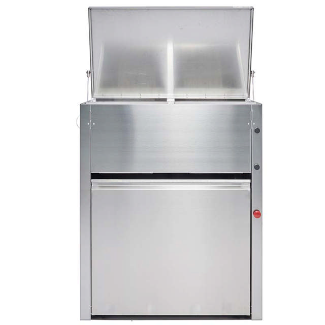 Egouttoir double en inox à ouverture pneumatique