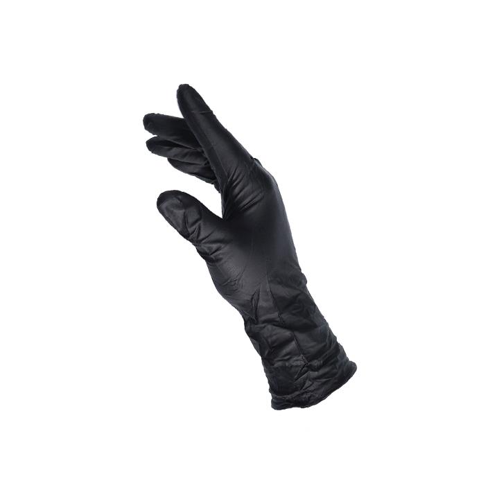 GLB - Long cuff nitrile disposable gloves black - 60p.