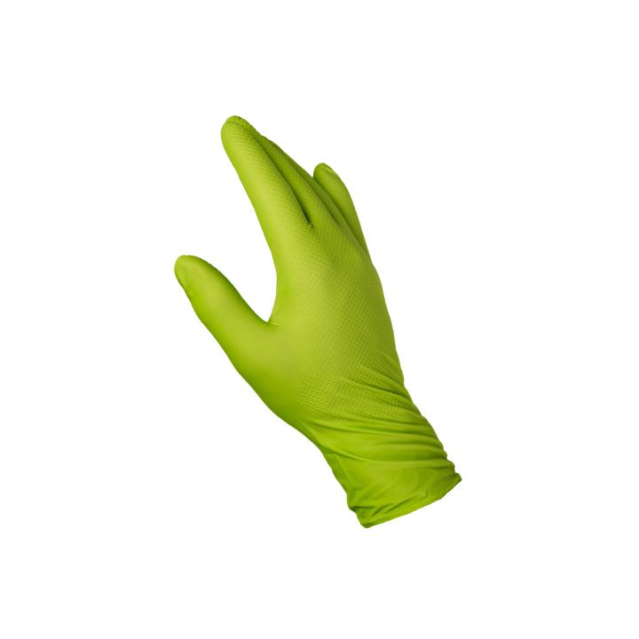 GLG - Super grip nitrile disposable gloves lime green - 50p.